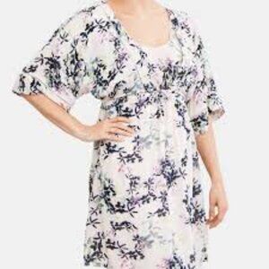 Jessica Simpson Maternity Nursing Floral V-Neck Front Tie Front Women's M Dress